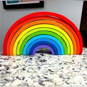 🌈 Wooden Rainbow Stacker Montessori Toy – 10 Piece